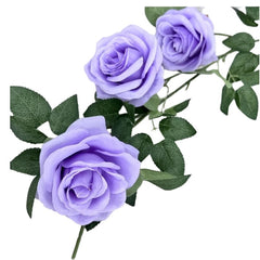 Huitich purple artificial rose wall hanging with three detailed purple roses and green leaves