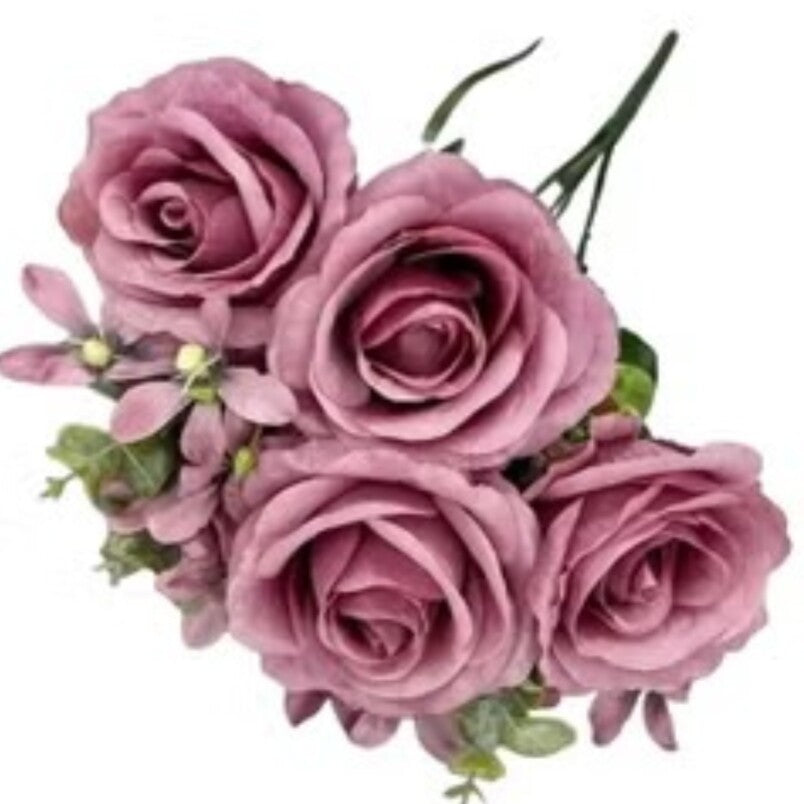 Huitich artificial flowers featuring purple flower home decor with realistic rose blooms and green leaves