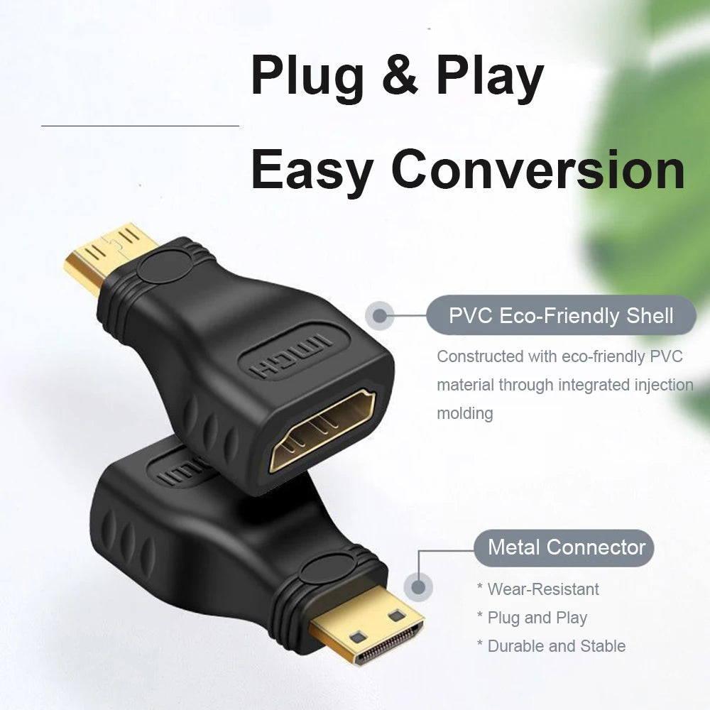 Mumzar mini HDMI to HDMI adapter with eco-friendly PVC shell and metal connector for easy conversion