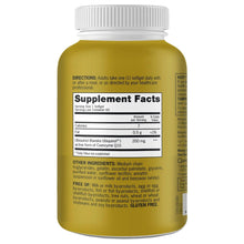 Ubiquinol 200 mg softgels bottle back label with directions and ingredients