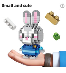 Huitich small and cute rabbit pixel block toy built from building sets held in hand