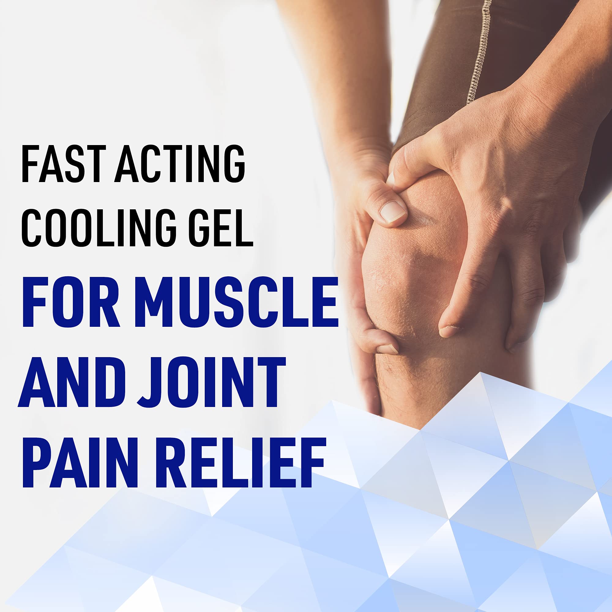 Radian fast acting cooling gel applied to knee for joint soreness and muscle pain relief gel