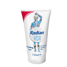 Radian ICE cooling gel tube (150ml), white with red branding and blue muscle graphic.