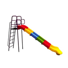 Rainbow outdoor playground slide with rainbow chute and ladder platform