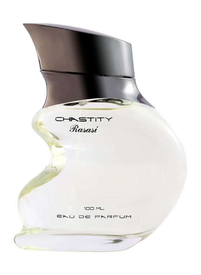 Rasasi Chastity Eau de Parfum for Men in a unique curved bottle design, 100 ml
