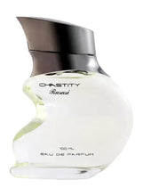Chastity Rasasi men’s Eau de Parfum bottle, 100 ml, clear glass with dark cap.