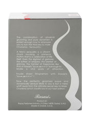 Rasasi Chastity Eau de Parfum for Men, showcasing a sleek packaging design with sensory allure