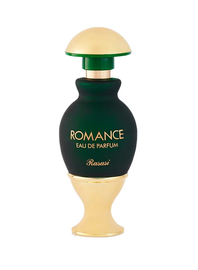 Rasasi Romance Eau de Parfum 45ml in a stylish green and gold bottle for exquisite fragrance