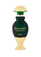 EDP perfume bottle with green cap, dark body, gold accents, and Rasasi label