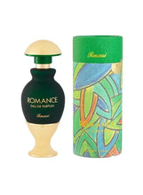 EDP perfume bottle with green cap and cream base, plus Rasasi box