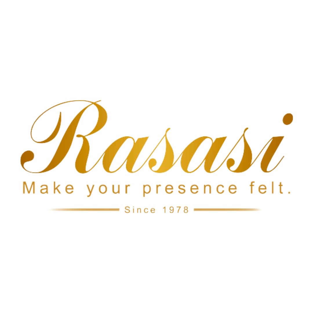 Rasasi brand logo with tagline Make your presence felt showcasing Rasasi Shuhrah for Men perfume