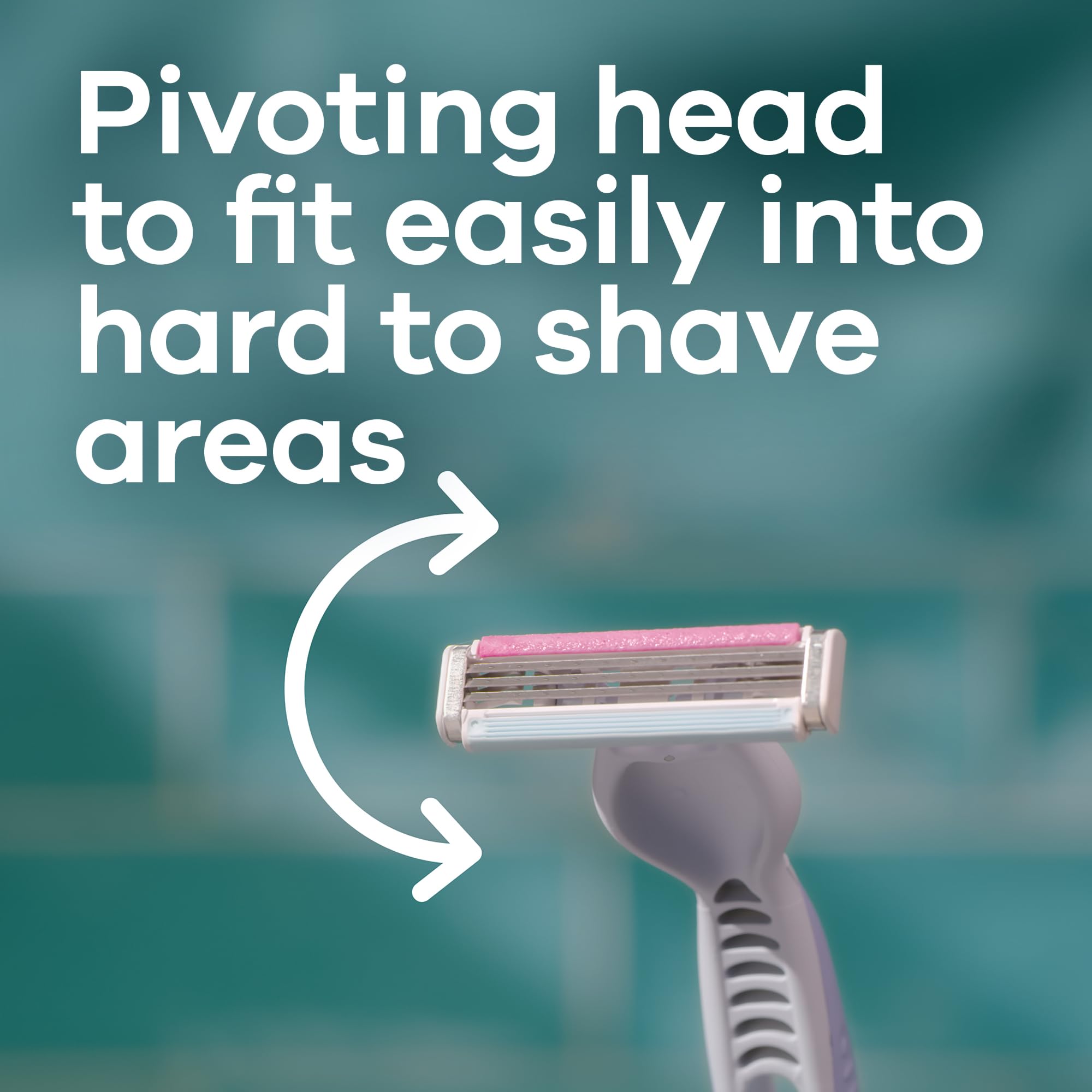 Venus pivoting head razor with pink lubricating strip and ergonomic handle women's disposable razors for sensitive skin