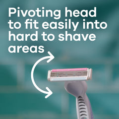 Venus pivoting head razor with pink lubricating strip and ergonomic handle women's disposable razors for sensitive skin