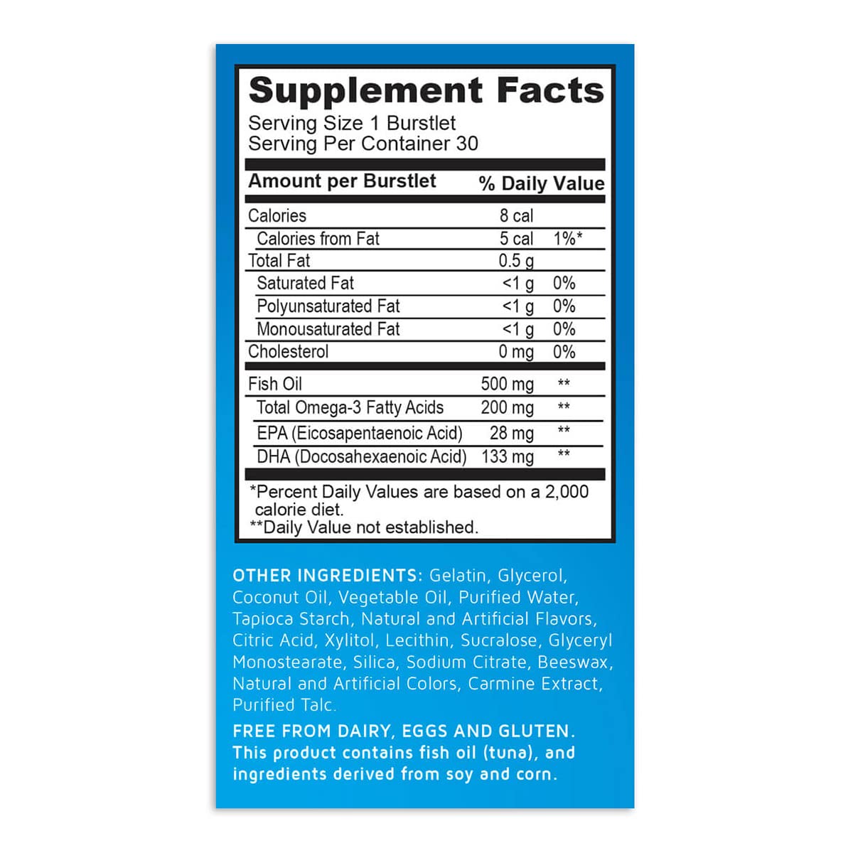 Real Health kids omega 3 fish oil supplements in easy-to-swallow burstlets for children's wellness