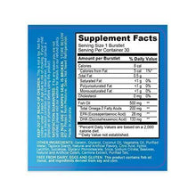 Kids omega-3 fish oil supplement Supplement Facts panel on blue back label