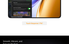 Close up of realme 14 5G smartphone UAE screen showing touch response improvement and vibrant display
