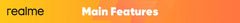 realme C75 smartphone UAE banner showing realme logo and Main Features on orange gradient background