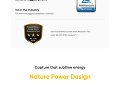 realme C75 smartphone UAE product page showing MIL STD 810H military grade shock badge and Nature Power Design heading