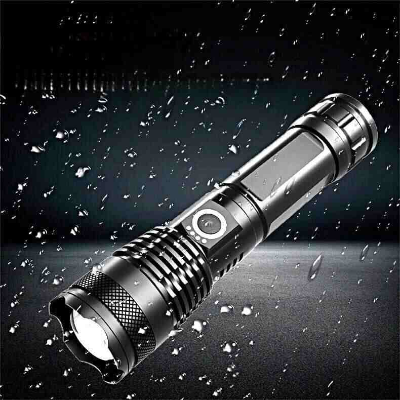 Huitich rechargeable flashlight with adjustable focus, waterproof and durable metal body
