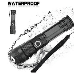 Huitich rechargeable flashlight with adjustable focus and waterproof design with wrist strap