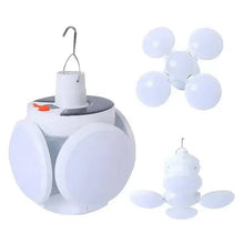 Hanging rechargeable LED lantern with circular glowing globe base and hook hanger