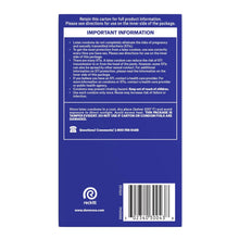 Condom box back panel with important information and barcode