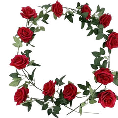 Huitich red artificial rose wall decor with vibrant red roses and green leaves for home decoration