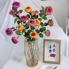 Huitich colorful artificial roses in a decorative vase, ideal red artificial roses for home decor