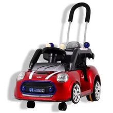 Red electric ride-on push car with parent handle and steering wheel