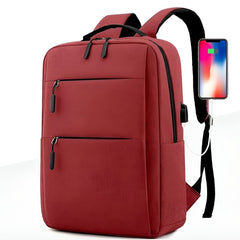 Huitich large waterproof travel backpack in red with USB charging port and multiple compartments