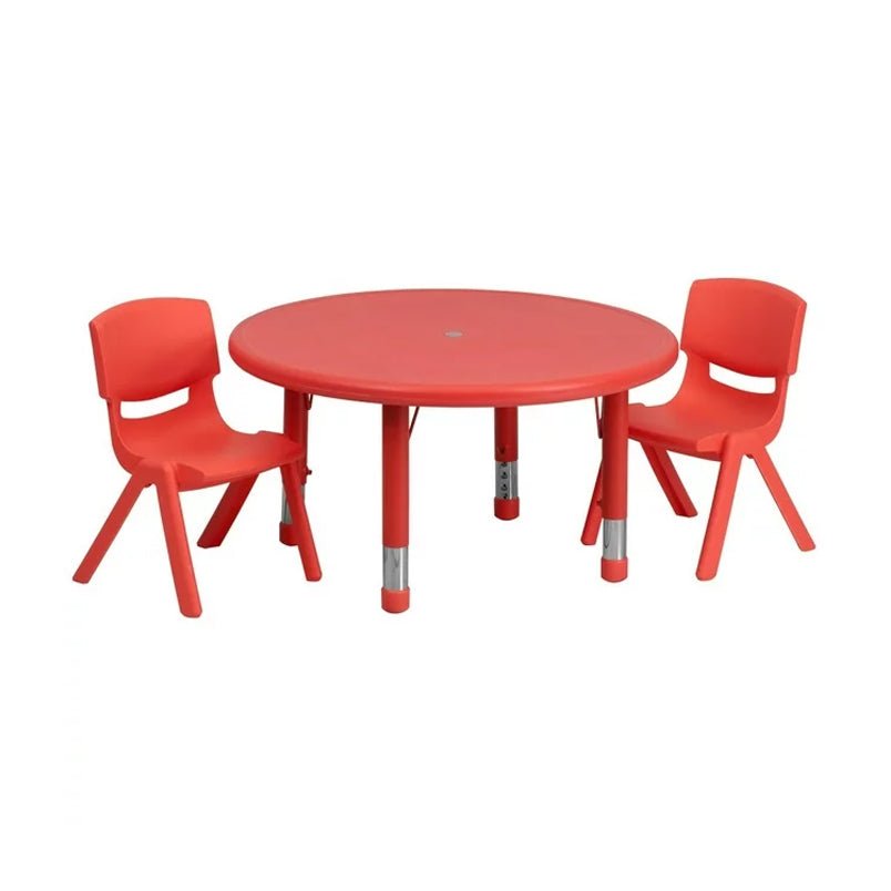 Red Plastic Adjustable Activity Table Set, 4 Chairs - Mumzar.com