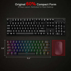 60% wireless RGB mechanical keyboard top view with multicolor backlit keys