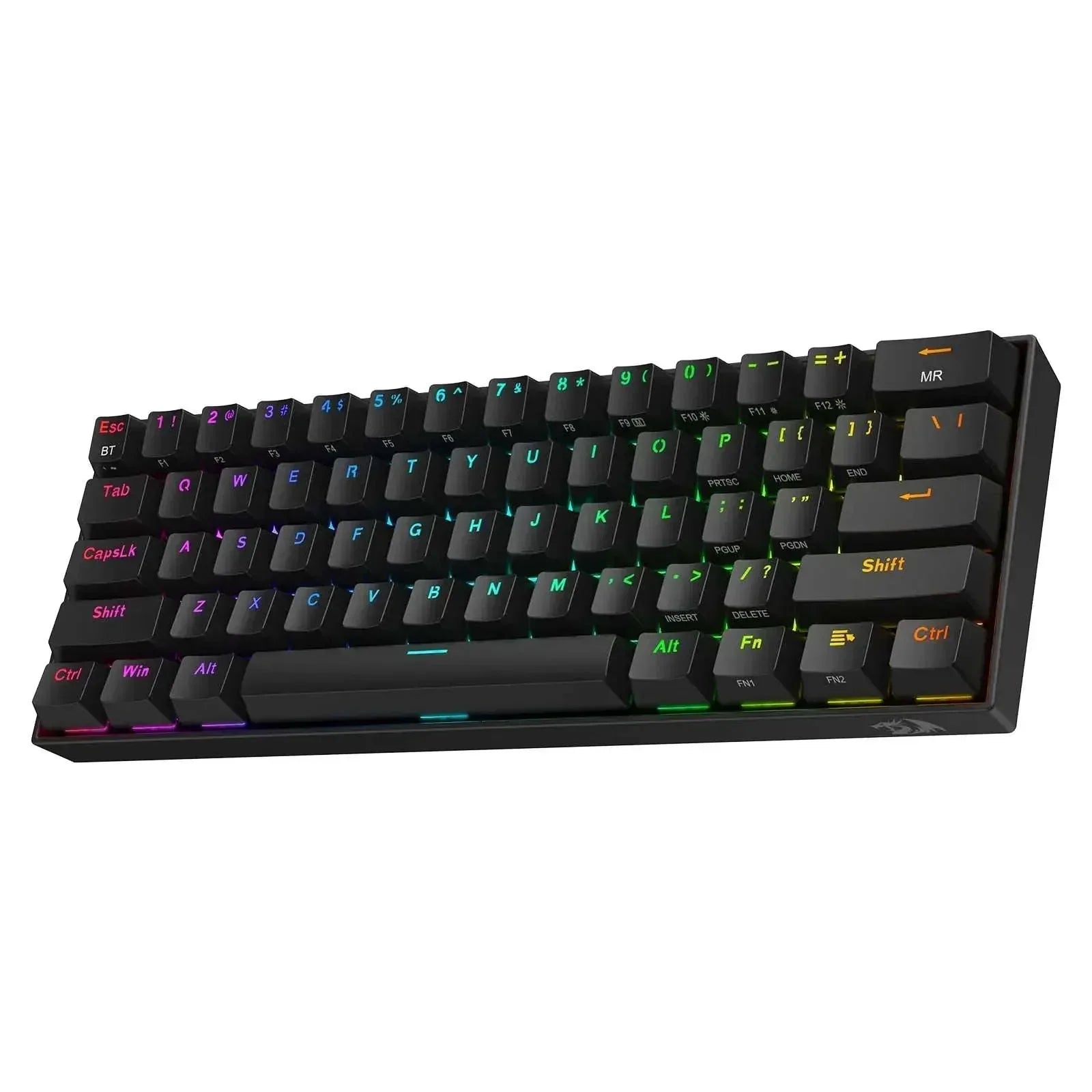 Wireless RGB mechanical keyboard with multicolor backlit keycaps and compact layout
