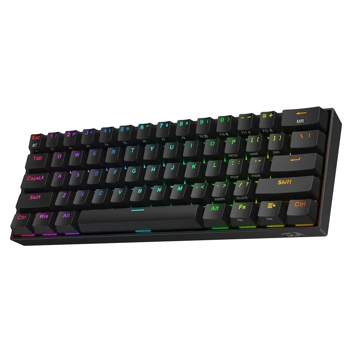 Wireless RGB mechanical keyboard with multicolor backlit keycaps and compact layout