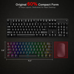 Redragon mechanical keyboard for Windows Mac Android with 60 percent compact layout and RGB backlighting