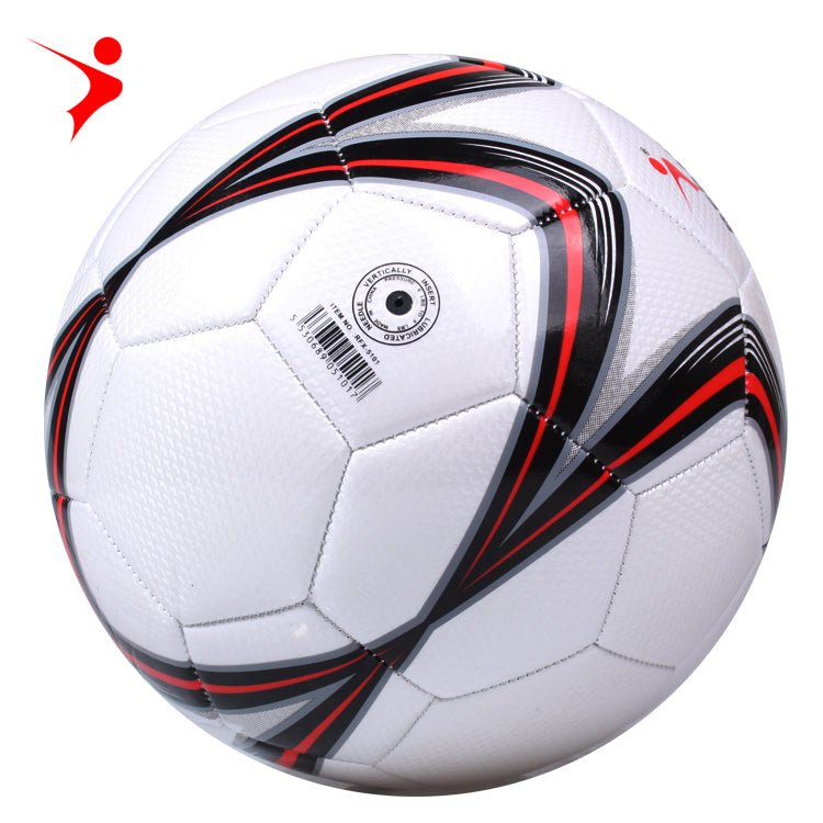 Huitich 3D effect soccer ball with white surface and black red swirl pattern