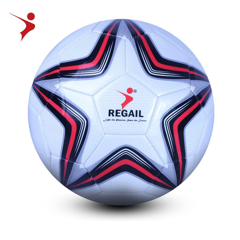 Huitich 3D effect soccer ball with black and red star pattern on white surface