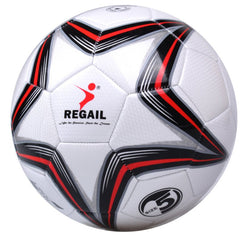 Huitich Regail size 5 3D effect soccer ball with red and black star design on white background