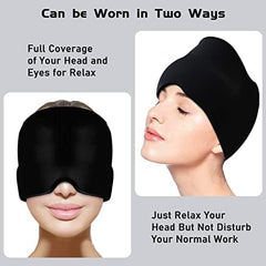 VANLON migraine relief cap black wearable wrap covering eyes or head for full coverage and relaxation