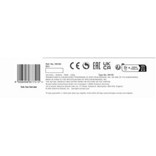 Product label on underside with certifications and regulatory icons