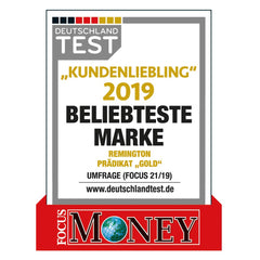 Focus Money award badge for Remington as the most popular brand in 2019 for Remington PROluxe heatable hair rollers