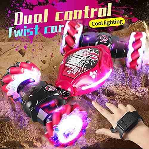 Huitich remote and hand controlled toy car with dual control and cool lighting in red and black