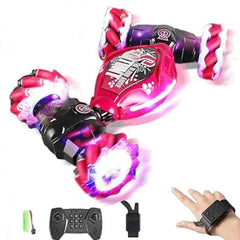 Huitich remote and hand controlled toy car with glowing wheels and included wrist remote and controller