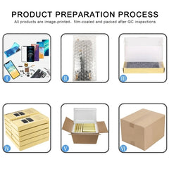 Mumzar product preparation showing Samsung Galaxy S20 Ultra battery back cover packaged with bubble wrap foam and shipping boxes