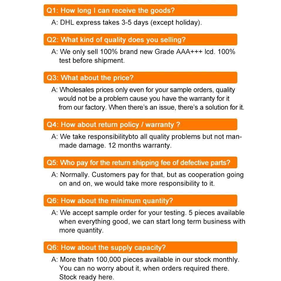 Mumzar FAQ sheet for Samsung Galaxy S20 Ultra battery back cover detailing shipping warranty MOQ and quality