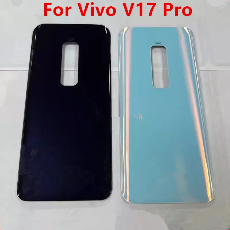 Mumzar Vivo V17 Pro back cover replacement showing two rear panels black and iridescent blue with center camera cutout