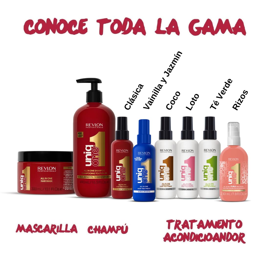 Revlon Uniq One Coconut Hair Treatment and full range of Revlon Uniq One hair care products with various fragrances
