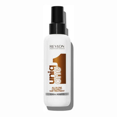 Revlon Uniq One Coconut Hair Treatment spray bottle with black cap and white label