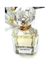 roberto cavalli paradiso EDP perfume bottle, faceted glass, gold cap