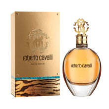 Roberto Cavalli eau de parfum bottle with box, amber glass and gold cap
